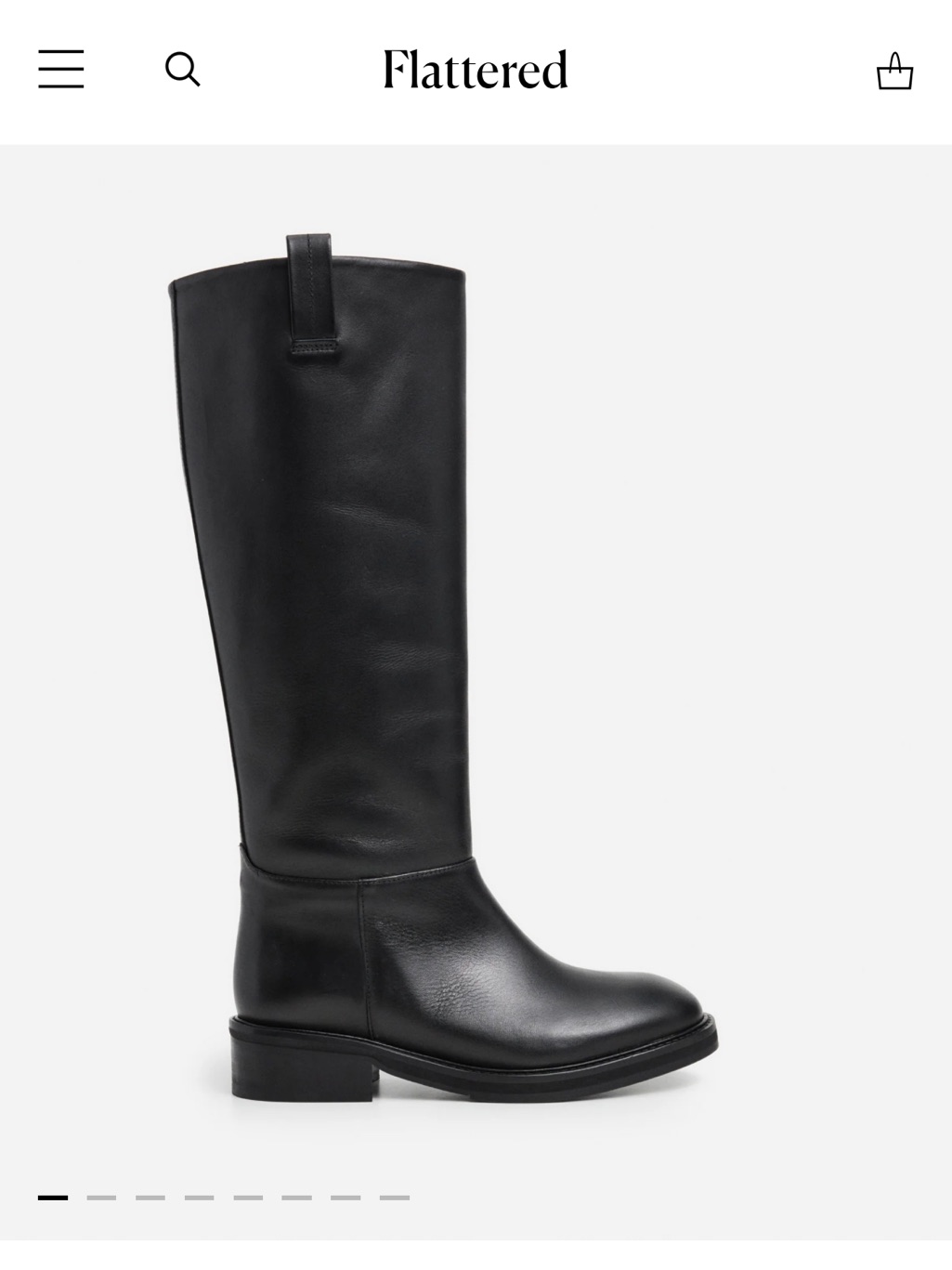 Flattered Frances Black Riding Boots Flat Heel Pull On Size 8 Size 38